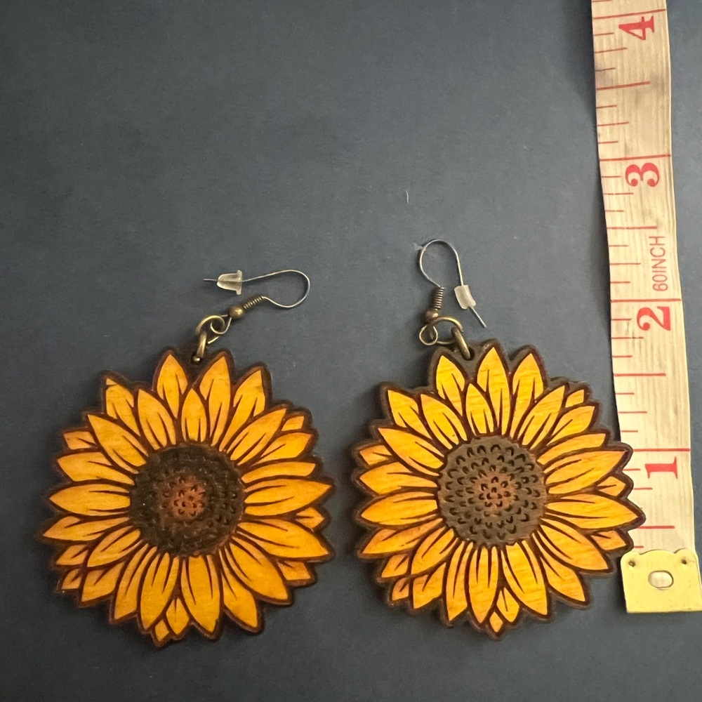 Hand painted sunflower earrings